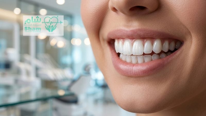 تجميل الأسنان في سوريا ابتسامة هوليود مثالية تظهر جودة تلبيسات الفينير والزيركون في سوريا لعام 2026.